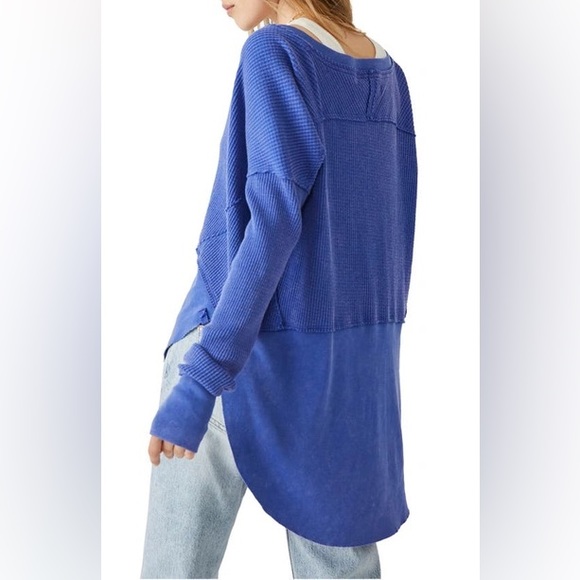 Free People✨Monterey Thermal Top- Electric Indigo - Picture 4 of 5